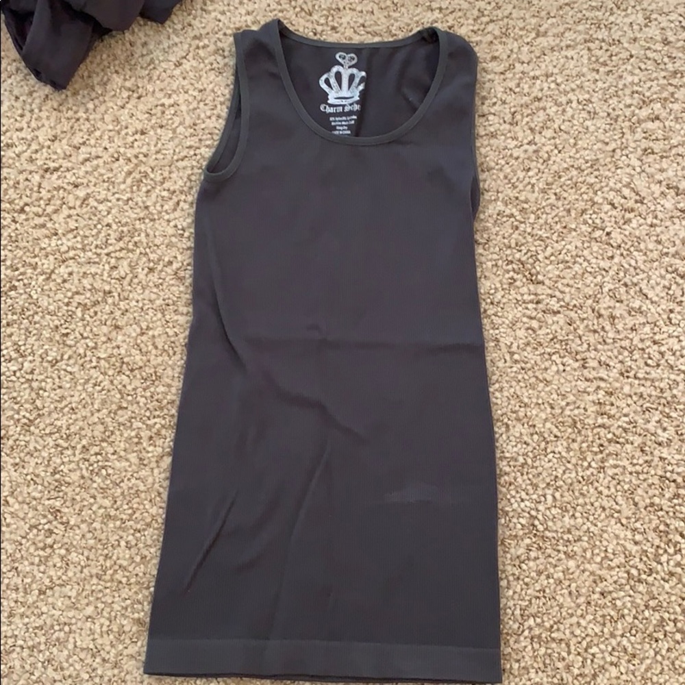 Charm school ribbed grey tank